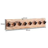 FineBuy Wandgarderobe Holz Metall Garderobe Flur Hakenleiste Massivholz Paneel – Ansicht 3