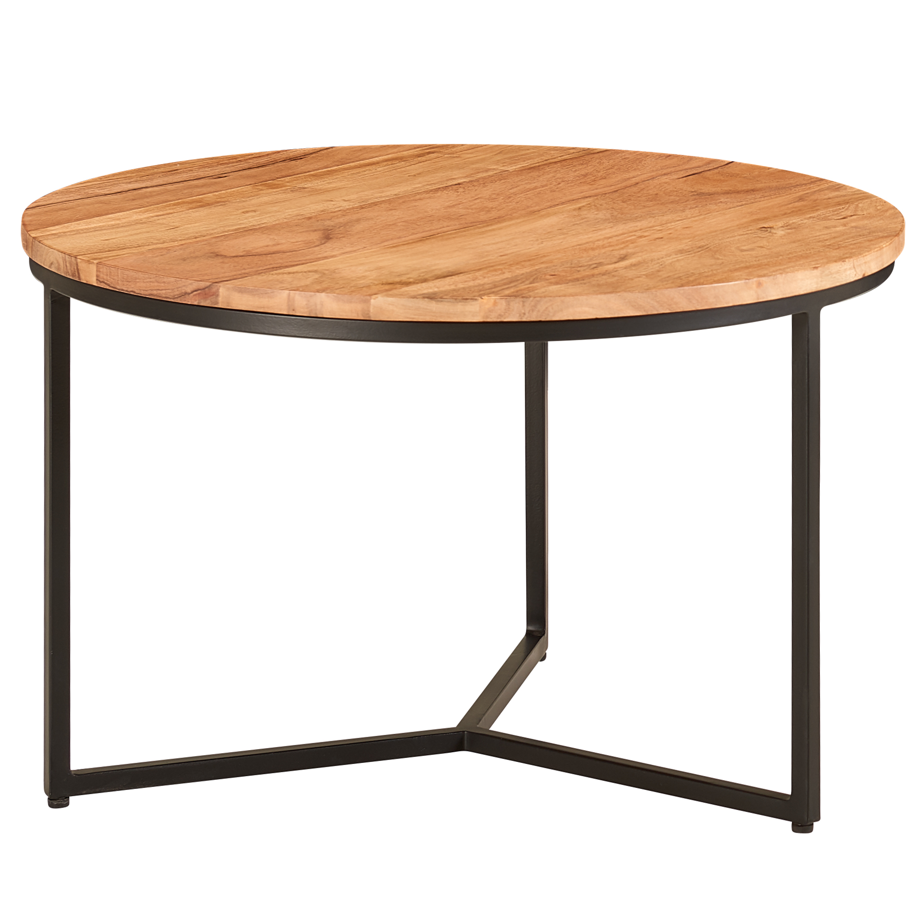 FineBuy Design Couchtisch Akazie Massivholz rund 60 cm Kleiner Wohnzimmertisch – Ansicht 6