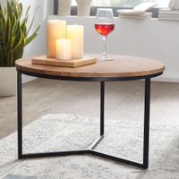 FineBuy Design Couchtisch Akazie Massivholz rund 60 cm Kleiner Wohnzimmertisch – Ansicht 1