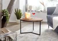 FineBuy Design Couchtisch Akazie Massivholz rund 60 cm Kleiner Wohnzimmertisch – Ansicht 2