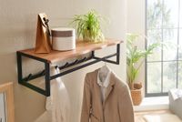FineBuy Wandgarderobe Holz Metall 80 cm Garderobe mit Ablage Flur Hakenleiste – Ansicht 2
