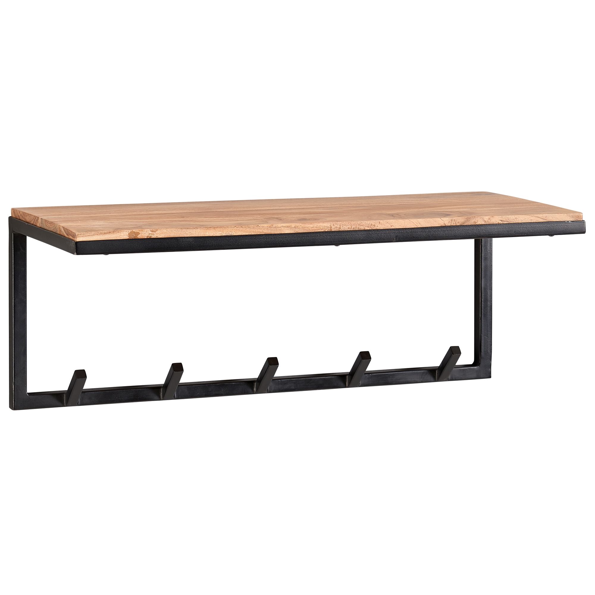 FineBuy Wandgarderobe Holz Metall 70 cm Garderobe mit Ablage Flur Hakenleiste – Ansicht 6