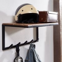 FineBuy Wandgarderobe Holz Metall 70 cm Garderobe mit Ablage Flur Hakenleiste – Ansicht 1