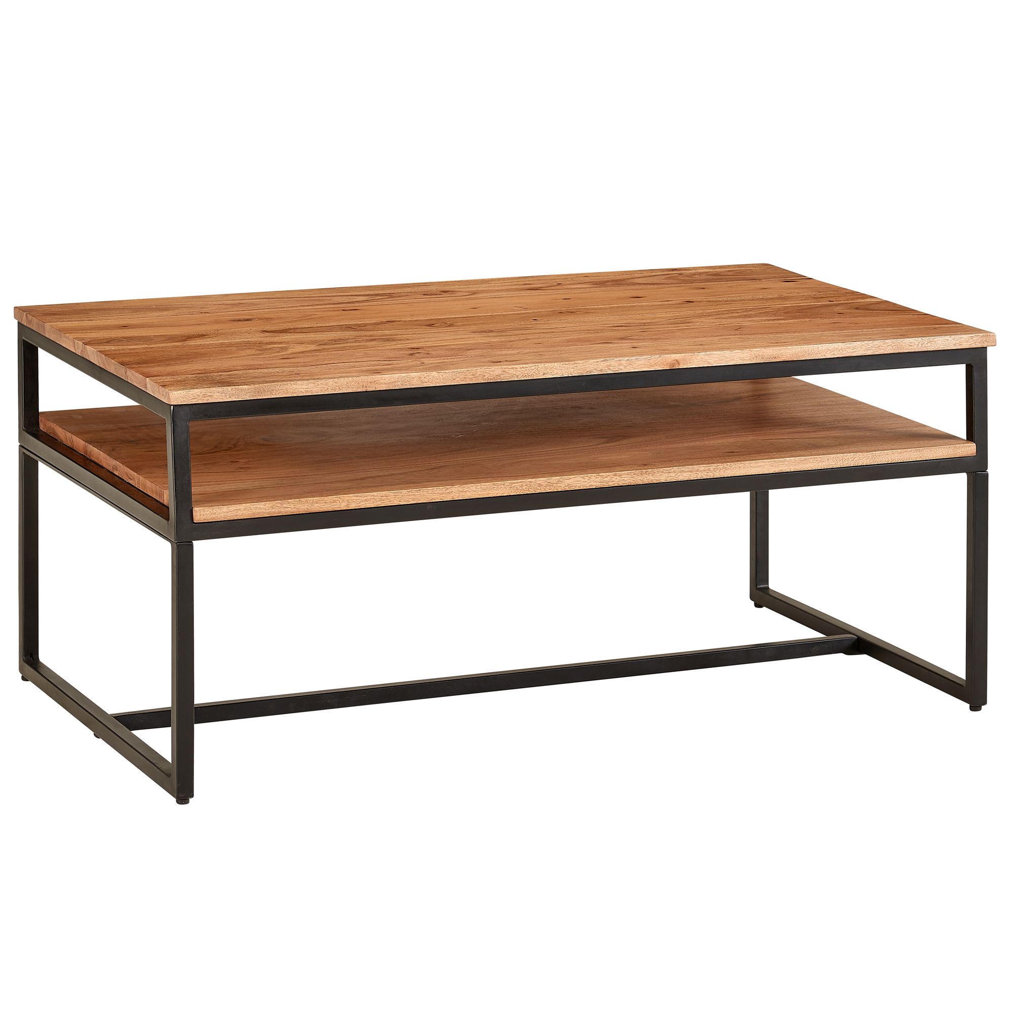 Couchtisch Akazie Massivholz 100cm rechteckig Wohnzimmertisch Ablage Loft Design – Ansicht 6