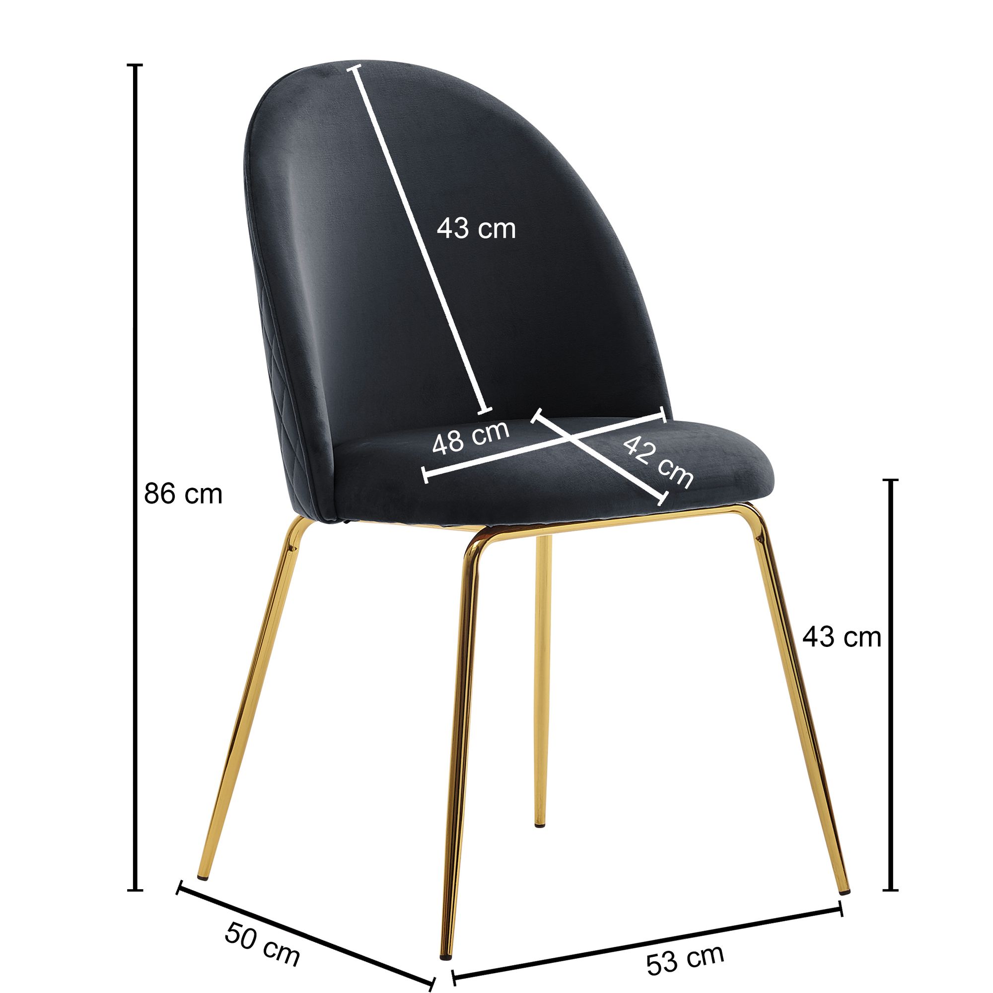 Esszimmerstuhl FineBuy Küchenstuhl 2er Set Samt Goldene Beine Schalenstuhl Stuhl – Ansicht 3