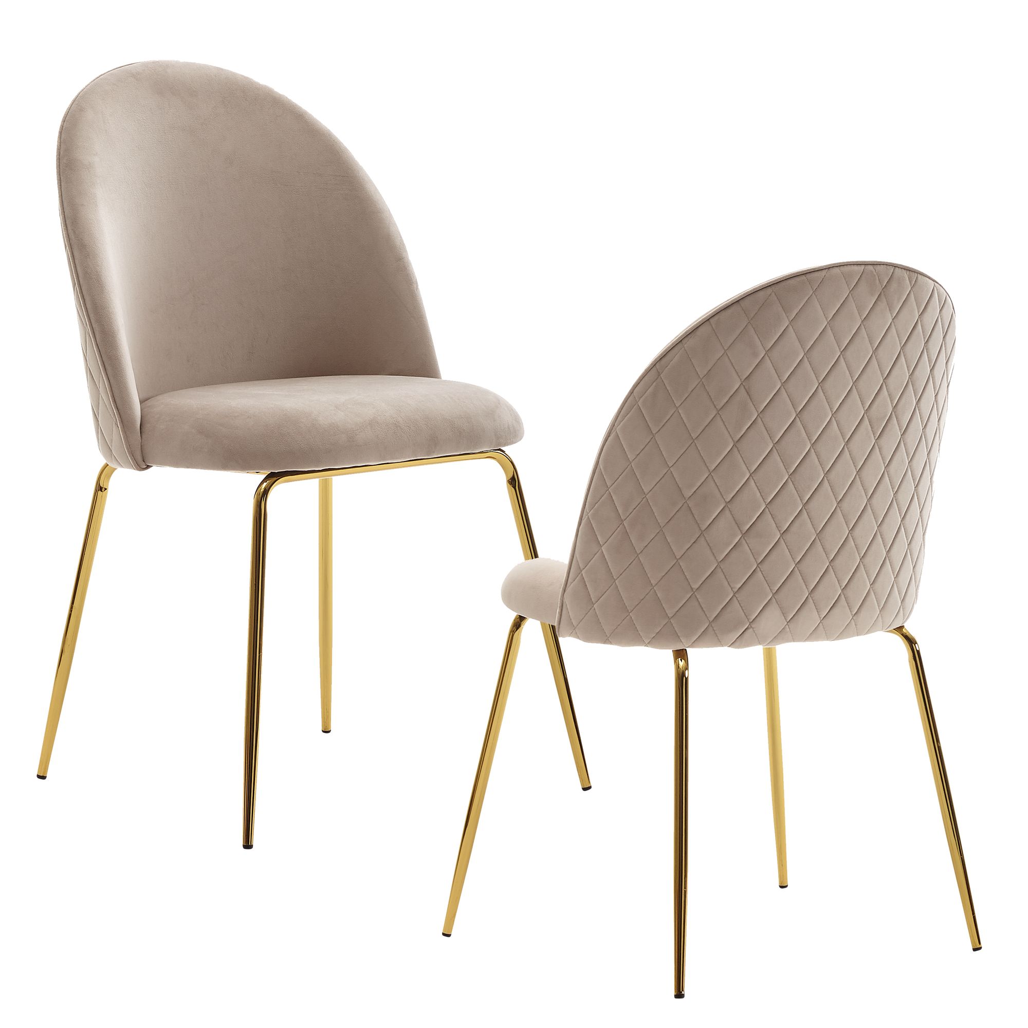 Esszimmerstuhl FineBuy Küchenstuhl 2er Set Samt Goldene Beine Schalenstuhl Stuhl – Ansicht 6