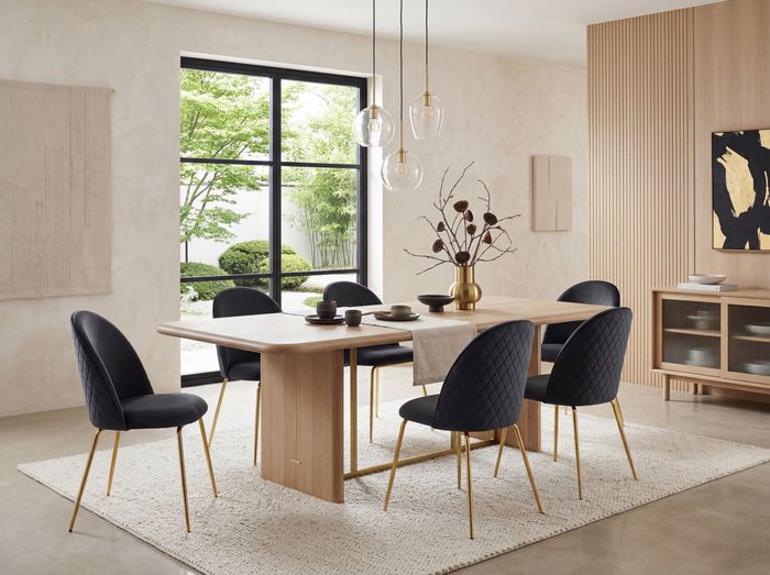 FineBuy Design Esszimmerstühle Samt 2er Set mit Steppung, Moderner Küchenstuhl, Polsterstuhl Esszimmer Skandinavisch, Essstuhl mit goldenen Metall Beinen, Bequeme Küchenstühle gepolstert