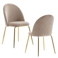 Esszimmerstuhl FineBuy Küchenstuhl 2er Set Samt Goldene Beine Schalenstuhl Stuhl – Ansicht 6