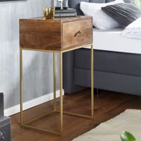 Nachttisch Massivholz Schublade Nachtkonsole Boxspringbett Nachtkommode Stauraum – Ansicht 1