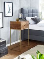 Nachttisch Massivholz Schublade Nachtkonsole Boxspringbett Nachtkommode Stauraum – Ansicht 2
