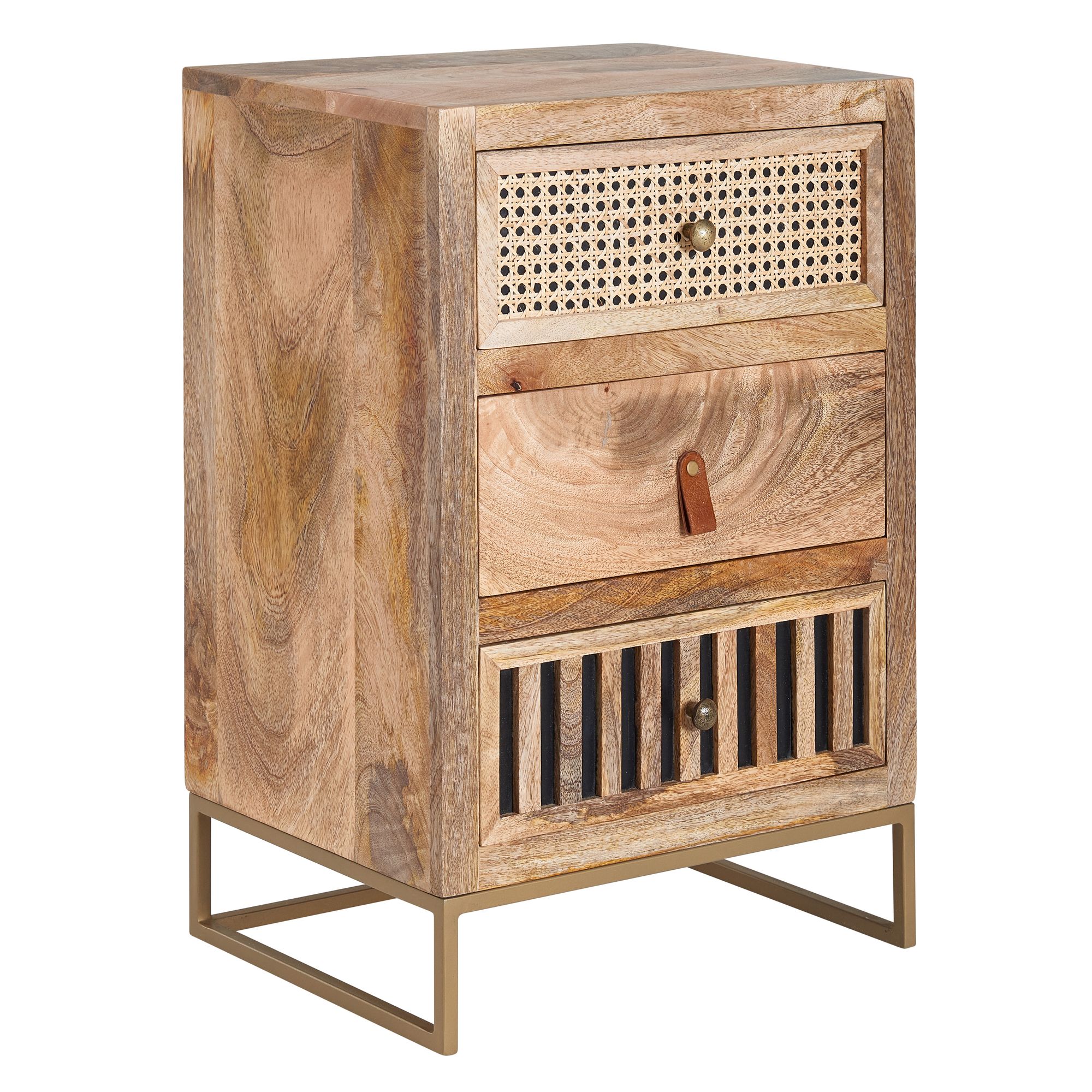 Nachttisch FineBuy Nachtkommode Boxspringbett Massivholz 60 cm Wiener Geflecht – Ansicht 6