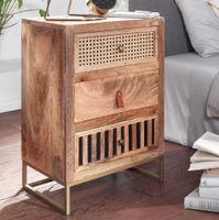 Nachttisch FineBuy Nachtkommode Boxspringbett Massivholz 60 cm Wiener Geflecht – Ansicht 1