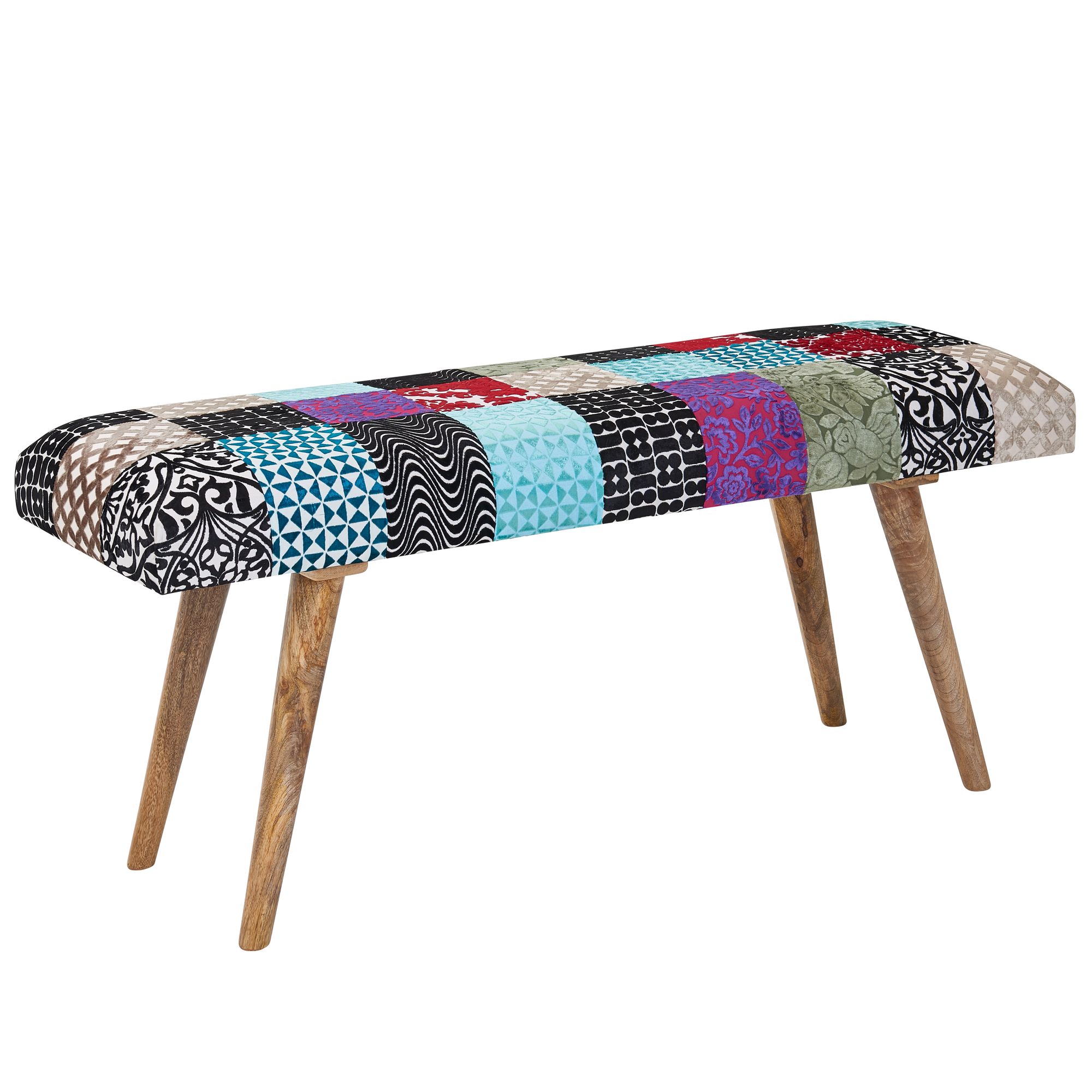 FineBuy gepolsterte Sitzbank 120 cm Patchwork - Retro Polsterbank für Garderobe Schlafzimmer & Wohnzimmer - Garderobenbank Eingangsbereich - Handmade | Farbe: Bunt FineBuy gepolsterte Sitzbank 120 cm Patchwork - Retro Polsterbank für Garderobe Schlafzimmer & Wohnzimmer - Garderobenbank Eingangsbereich - Handmade | Farbe: Bunt