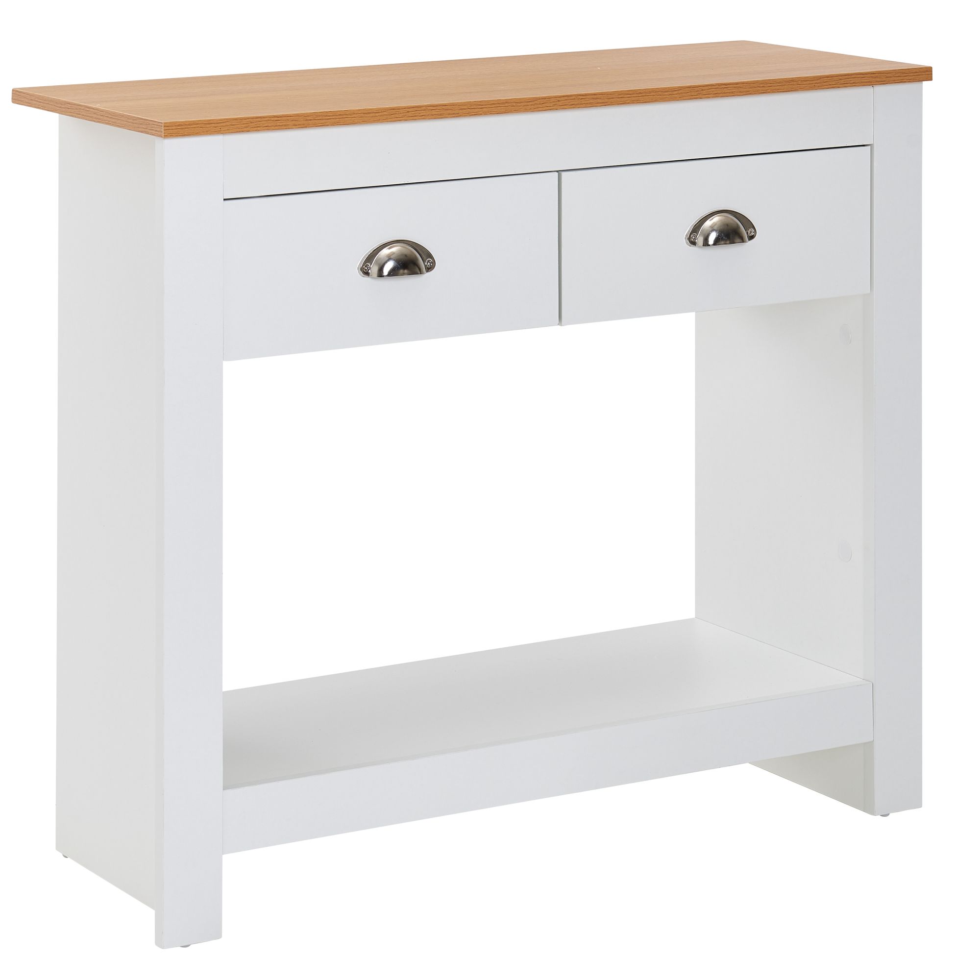 FineBuy Konsolentisch 85x35x76 cm Weiß / Eiche Design Anrichte Modern Schmal, Ablagetisch Flur mit Schubladen & Stauraum, Flurtisch Hoch | Farbe: Weiß FineBuy Konsolentisch 85x35x76 cm Weiß / Eiche Design Anrichte Modern Schmal, Ablagetisch Flur mit Schubladen & Stauraum, Flurtisch Hoch | Farbe: Weiß