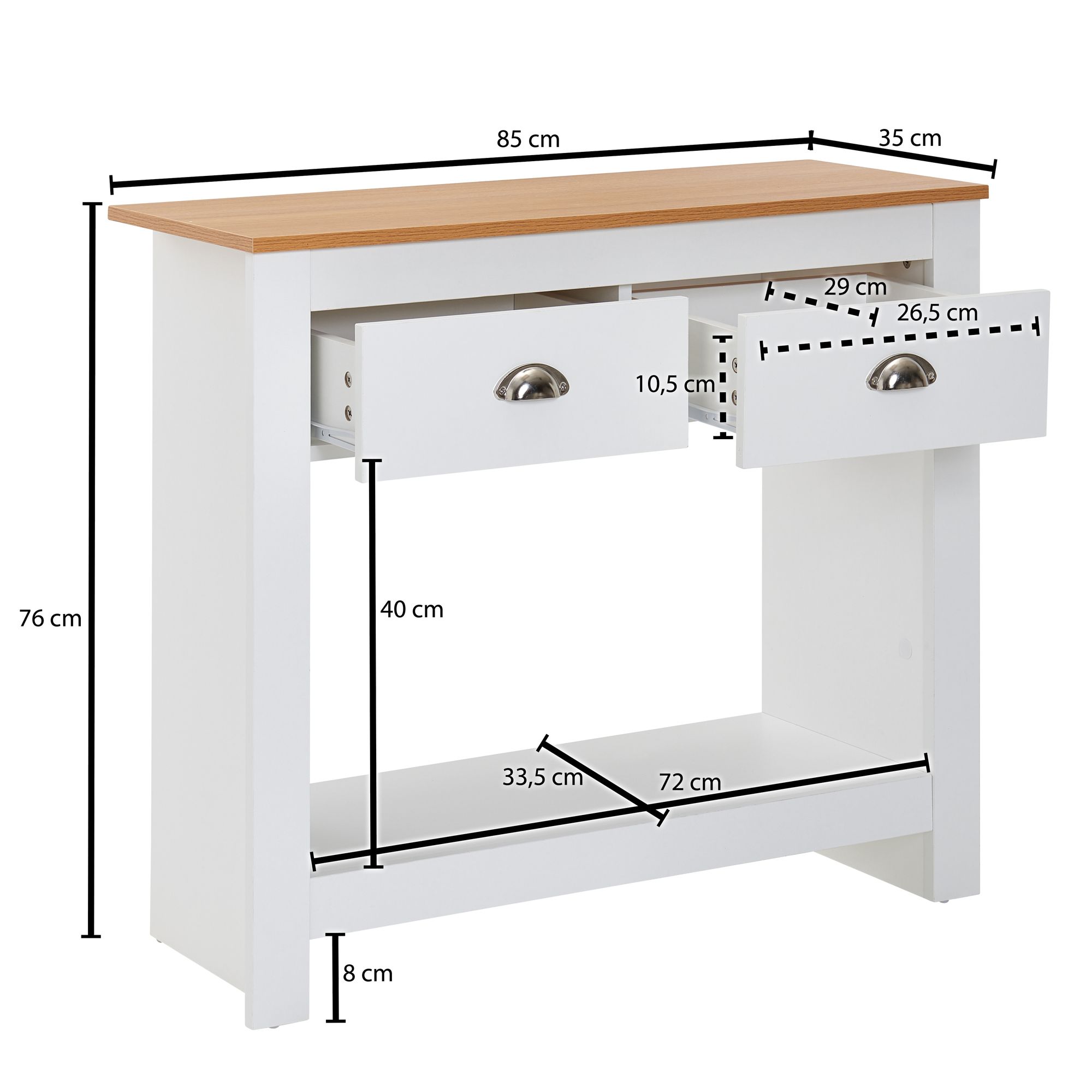Konsolentisch FineBuy Anrichte 85x35x76 cm Ablagetisch Flurtisch Weiß Tisch – Ansicht 3