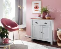 Sideboard MDF Weiß - Eiche 80cm Kommode mit 2 Schubladen & 2 Türen modernes Design – Ansicht 5