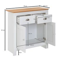 Sideboard MDF Weiß - Eiche 80cm Kommode mit 2 Schubladen & 2 Türen modernes Design – Ansicht 3