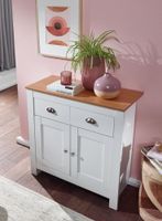 Sideboard MDF Weiß - Eiche 80cm Kommode mit 2 Schubladen & 2 Türen modernes Design – Ansicht 4