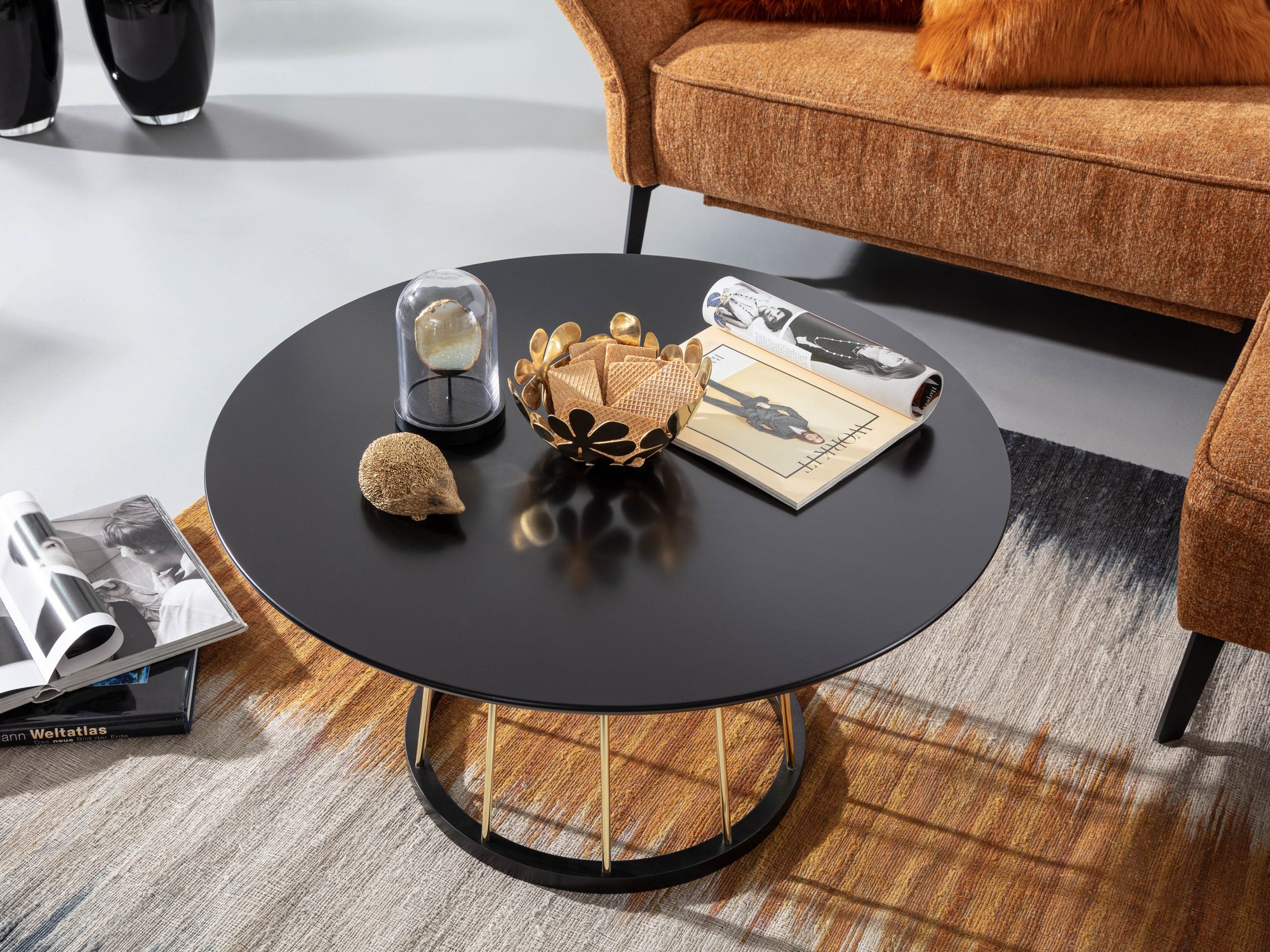 Couchtisch FineBuy Sofatisch Rund 80 cm Schwarz Metall Wohnzimmertisch Tisch – Ansicht 4