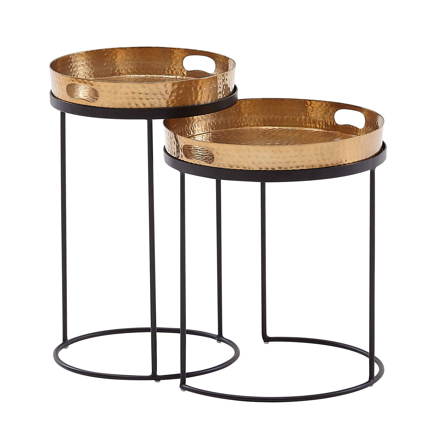 FineBuy Beistelltisch 2er Set Metall Hammerschlag Satztisch Rund, Couchtisch abnehmbares Tablett, Tabletttisch Sofa 2 teilig Modern, Runder Sofatisch | Farbe: Gold FineBuy Beistelltisch 2er Set Metall Hammerschlag Satztisch Rund, Couchtisch abnehmbares Tablett, Tabletttisch Sofa 2 teilig Modern, Runder Sofatisch | Farbe: Gold