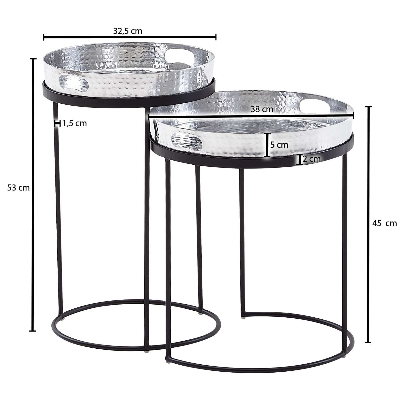 FineBuy Beistelltisch 2er Set Metall Hammerschlag Satztisch Rund, Couchtisch abnehmbares Tablett, Tabletttisch Sofa 2 teilig Modern, Runder Sofatisch | Farbe: Gold FineBuy Beistelltisch 2er Set Metall Hammerschlag Satztisch Rund, Couchtisch abnehmbares Tablett, Tabletttisch Sofa 2 teilig Modern, Runder Sofatisch | Farbe: Gold