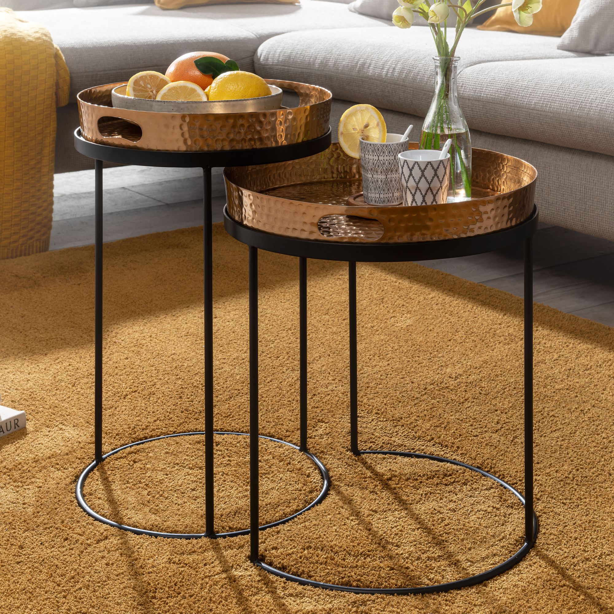 Beistelltisch FineBuy Sofatisch Set Metall Tabletttisch Couchtisch Tisch Rund – Ansicht 1