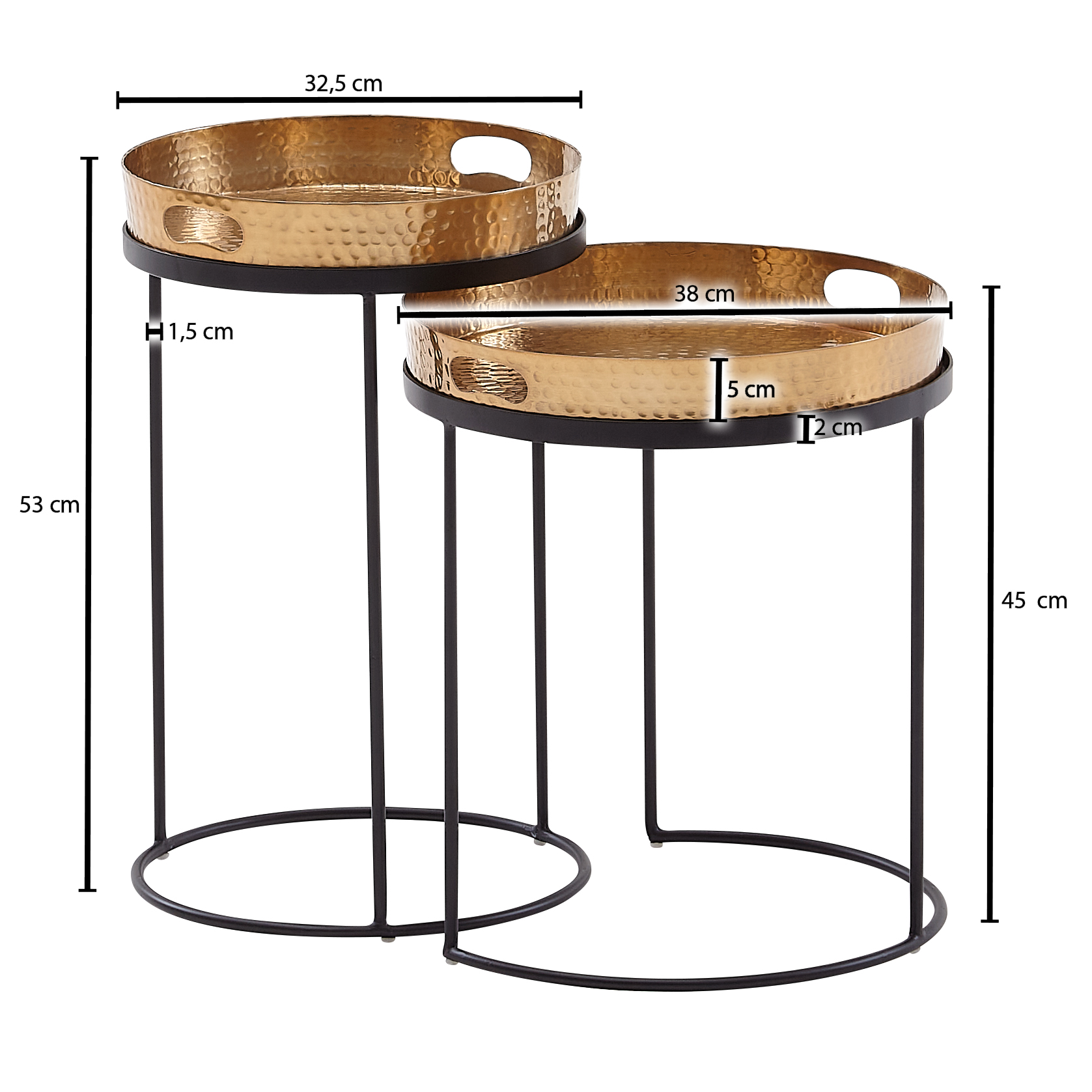 Beistelltisch FineBuy Sofatisch Set Metall Tabletttisch Couchtisch Tisch Rund – Ansicht 3