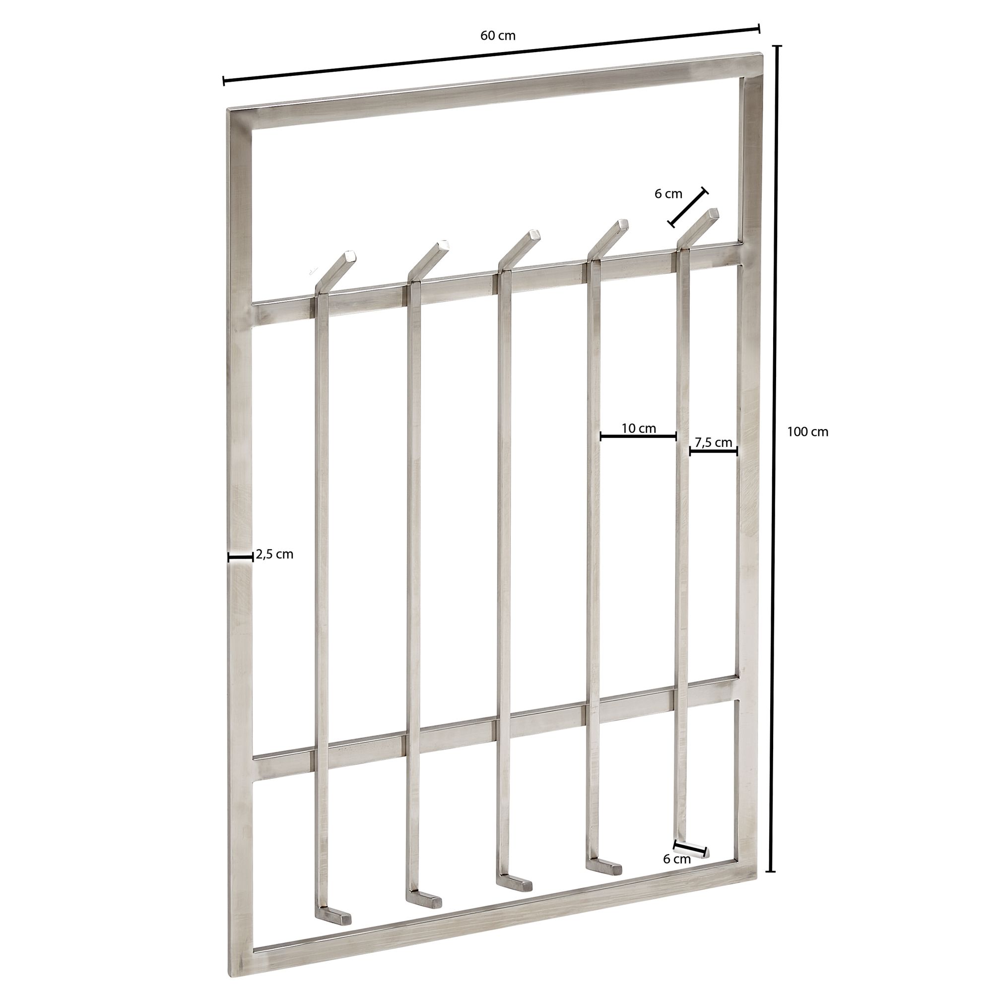 Wandgarderobe FineBuy Garderobe Metall 100 cm Silber Flur Hakenleiste Paneel – Ansicht 3