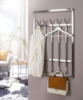 Wandgarderobe FineBuy Garderobe Metall 100 cm Silber Flur Hakenleiste Paneel – Ansicht 2