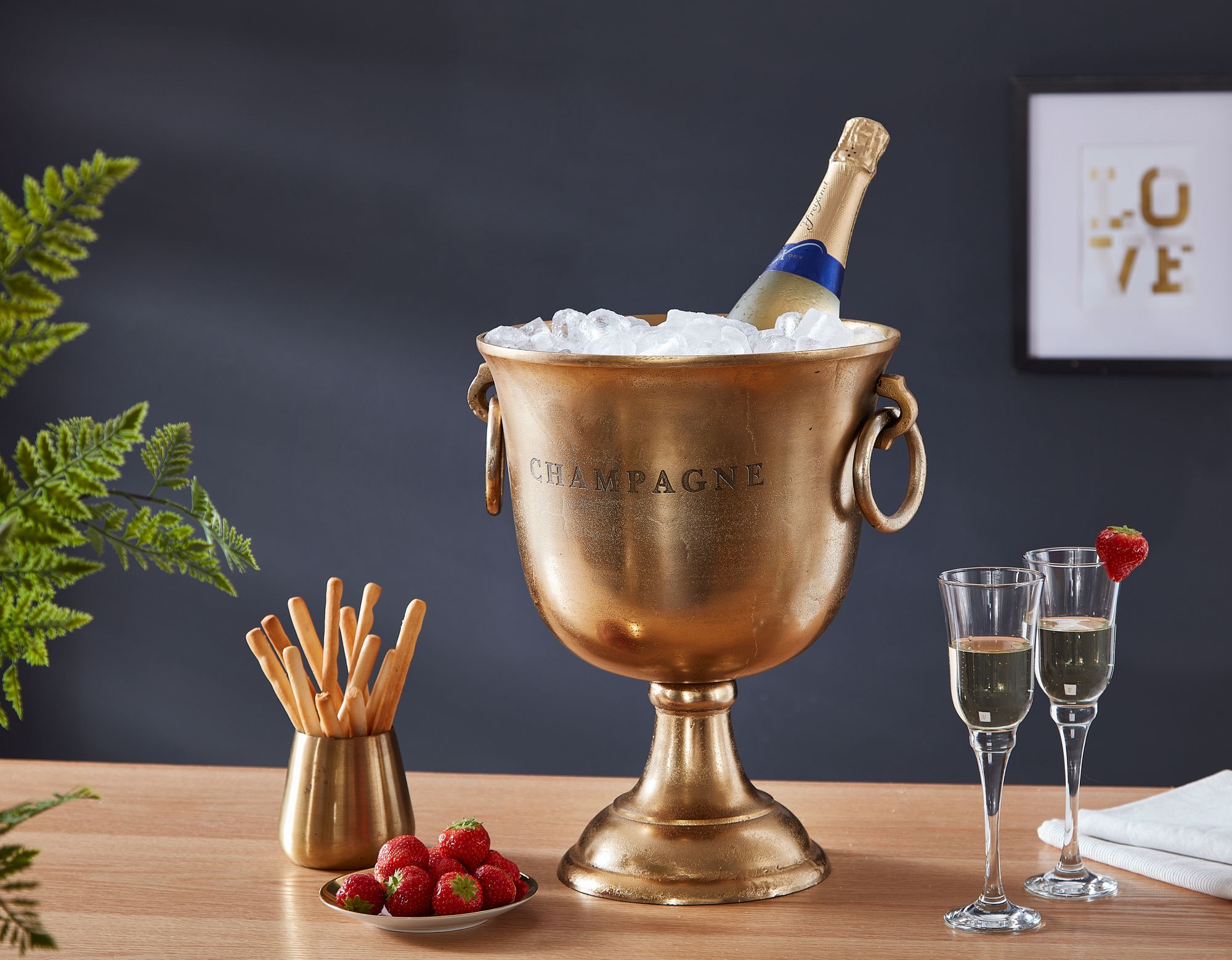 Champagnerkühler FineBuy Flaschenkühler 28,5x37,5x28,5 cm Sektkühler Groß Massiv – Ansicht 2