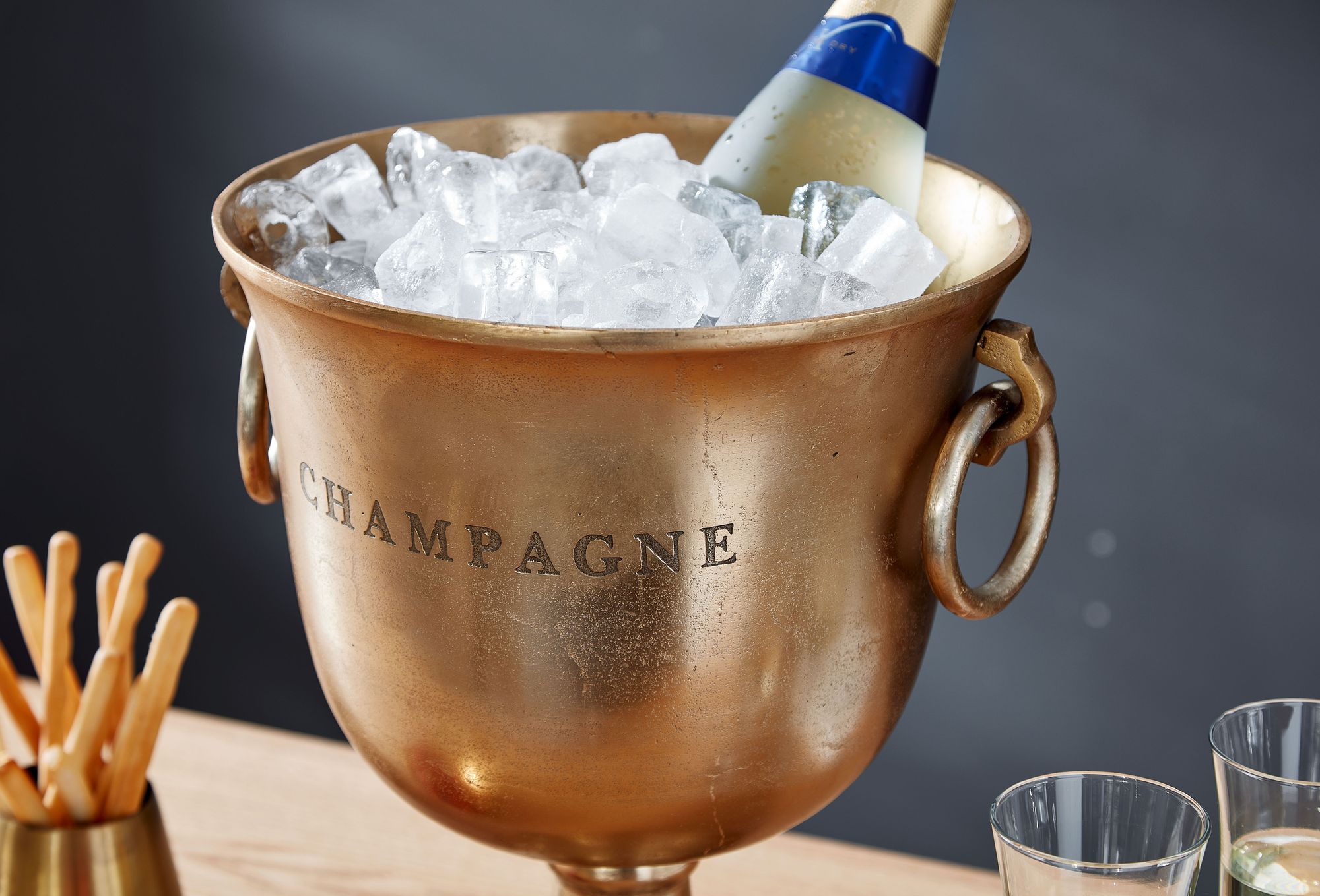 Champagnerkühler FineBuy Flaschenkühler 28,5x37,5x28,5 cm Sektkühler Groß Massiv – Ansicht 5