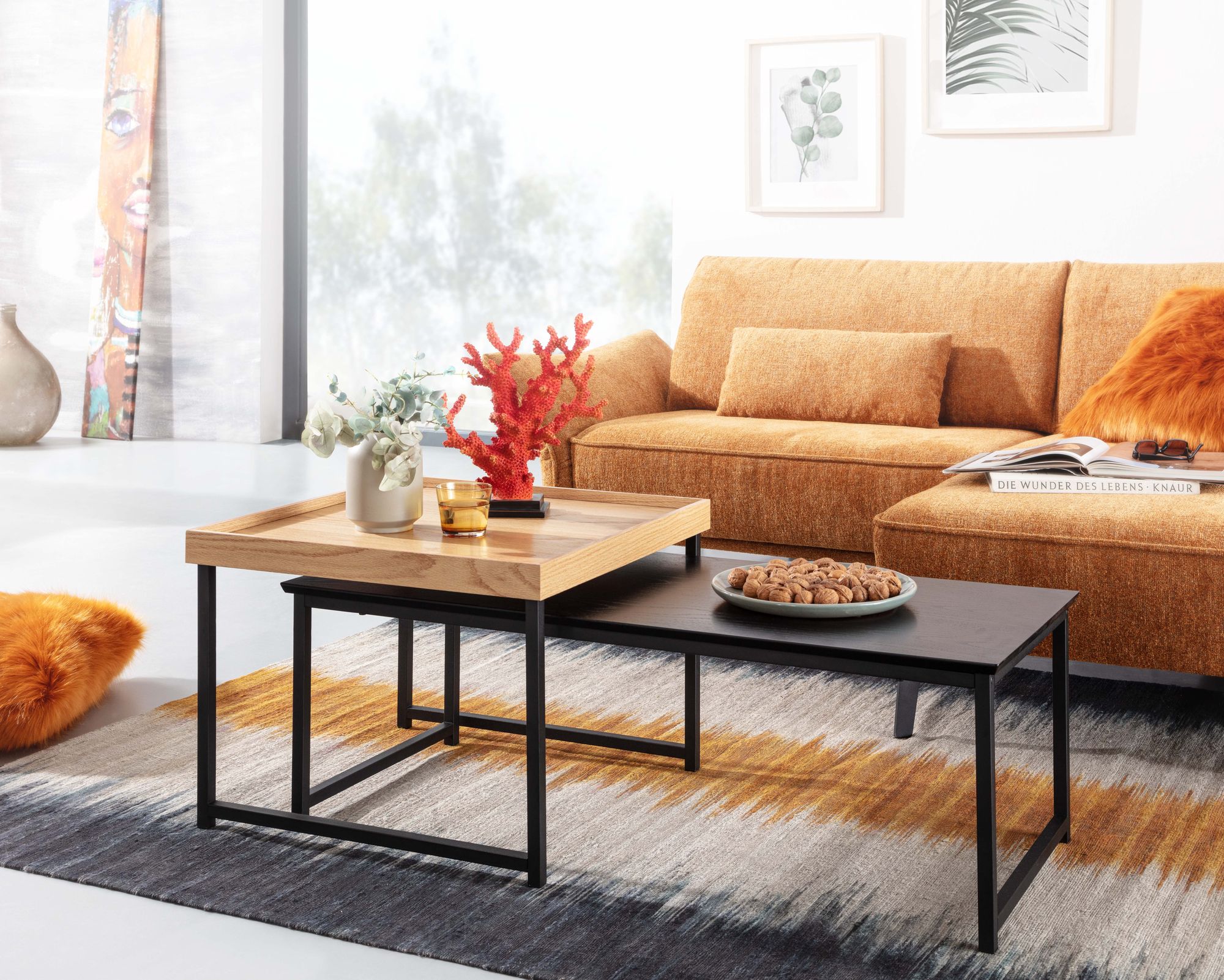 Couchtisch FineBuy Sofatisch 2er Set Holz Metall Satztisch Tisch Modern Design – Ansicht 2