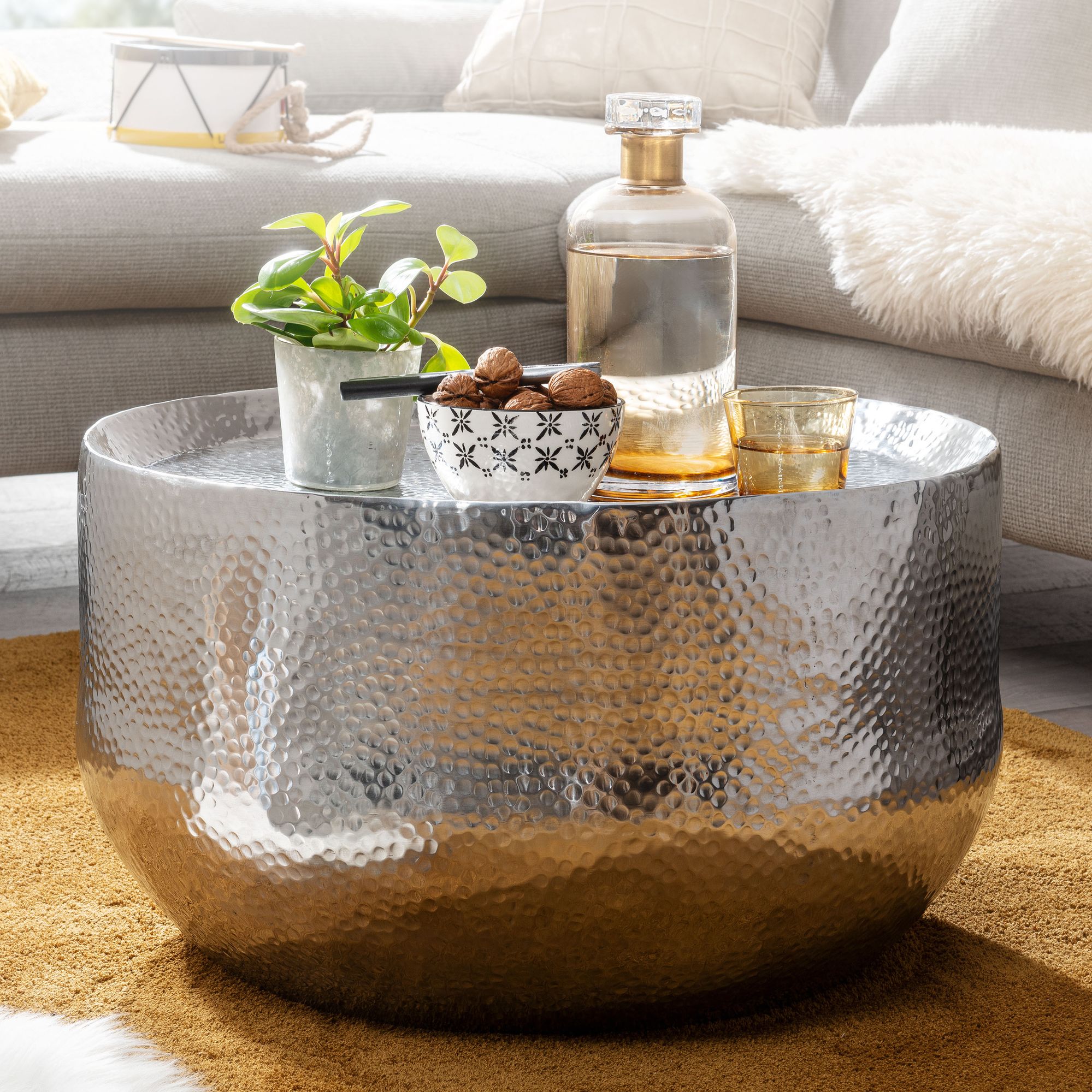 Couchtisch FineBuy Sofatisch Metall 60x60x35 cm Wohnzimmertisch Rund Tisch Klein – Ansicht 1