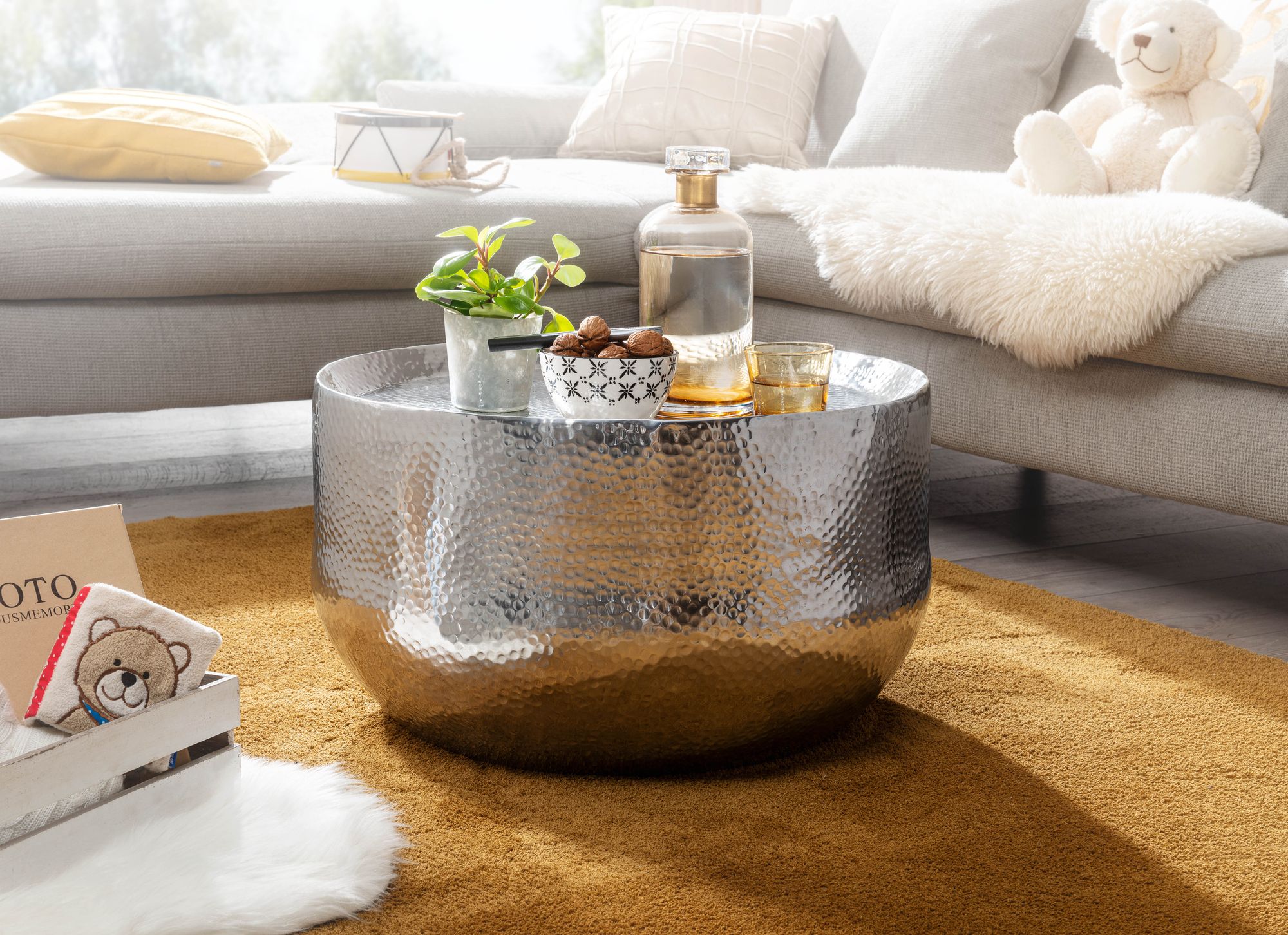 Couchtisch FineBuy Sofatisch Metall 60x60x35 cm Wohnzimmertisch Rund Tisch Klein – Ansicht 2