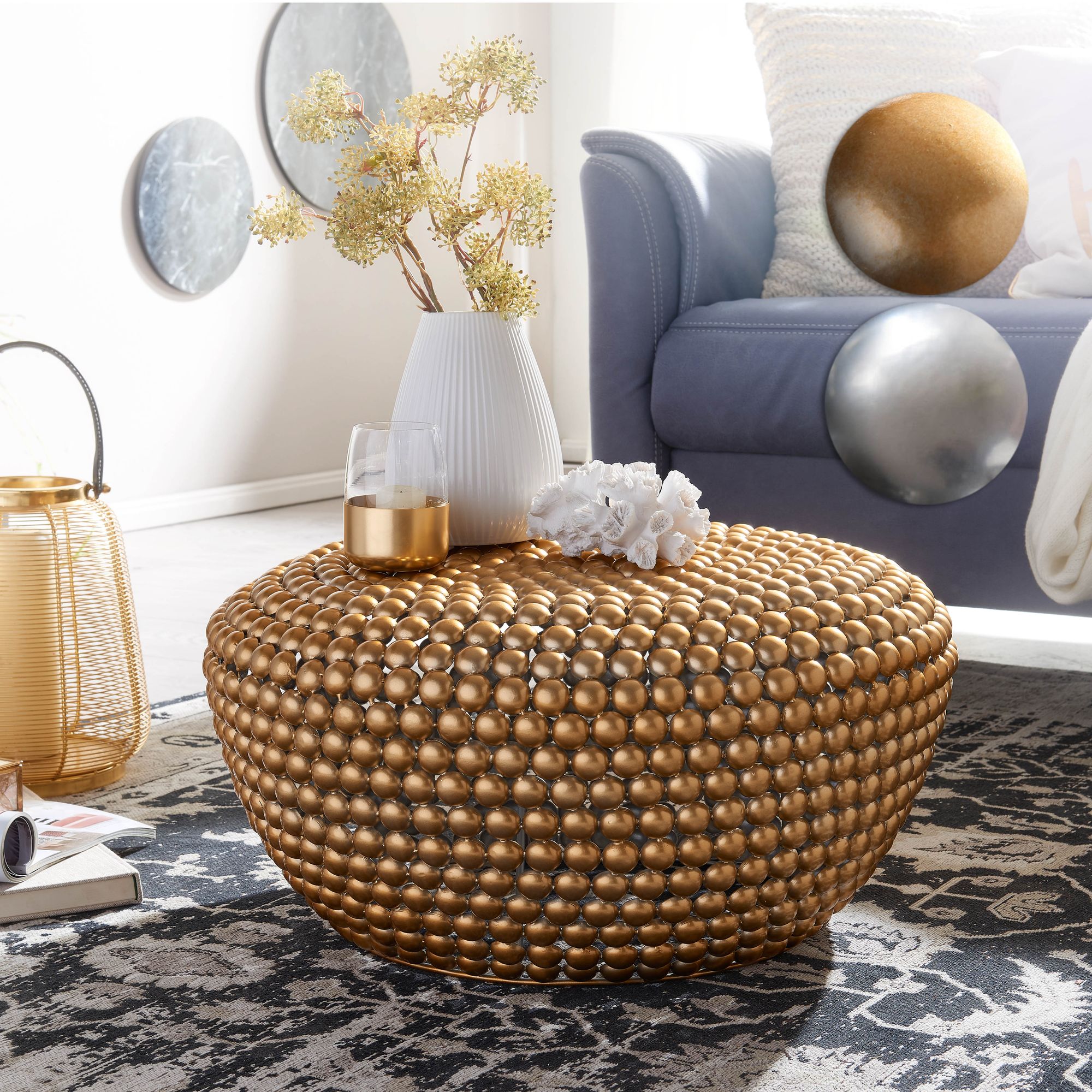 FineBuy Design Couchtisch rund 60 cm Metall - Handgefertigter runder Wohnzimmertisch aus Aluminium - Alu Loungetisch - Dekotisch | Farbe: Gold FineBuy Design Couchtisch rund 60 cm Metall - Handgefertigter runder Wohnzimmertisch aus Aluminium - Alu Loungetisch - Dekotisch | Farbe: Gold