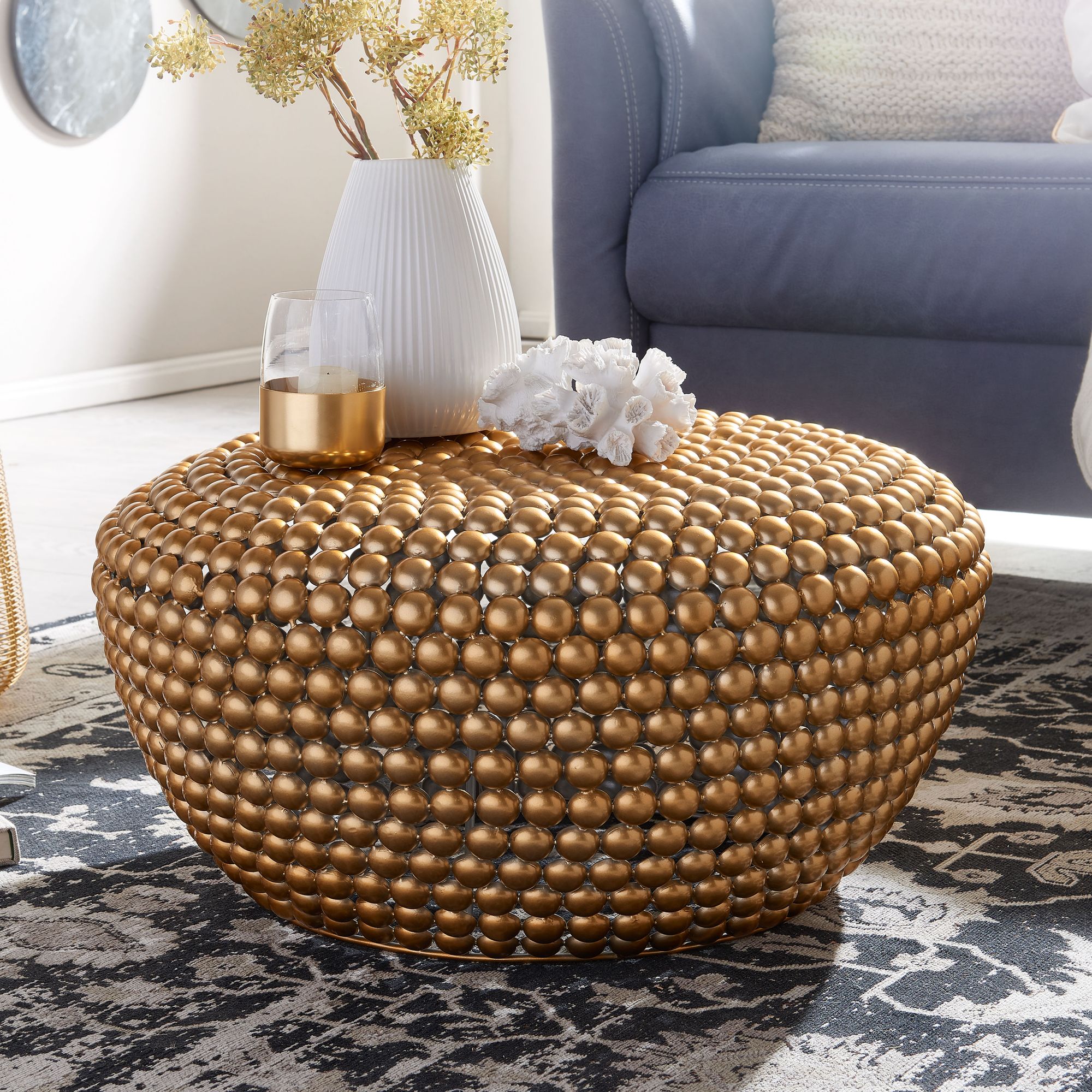 FineBuy Design Couchtisch rund 60 cm Metall - Handgefertigter runder Wohnzimmertisch aus Aluminium - Alu Loungetisch - Dekotisch | Farbe: Gold FineBuy Design Couchtisch rund 60 cm Metall - Handgefertigter runder Wohnzimmertisch aus Aluminium - Alu Loungetisch - Dekotisch | Farbe: Gold