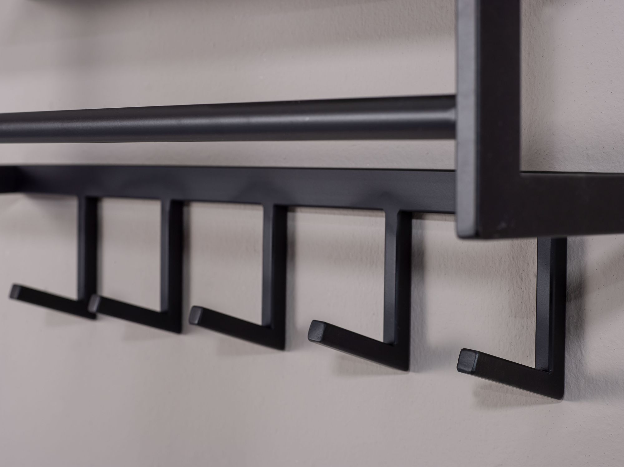Wandgarderobe FineBuy Garderobe Metall 70 cm Schwarz Flur Hakenleiste mit Ablage – Ansicht 4