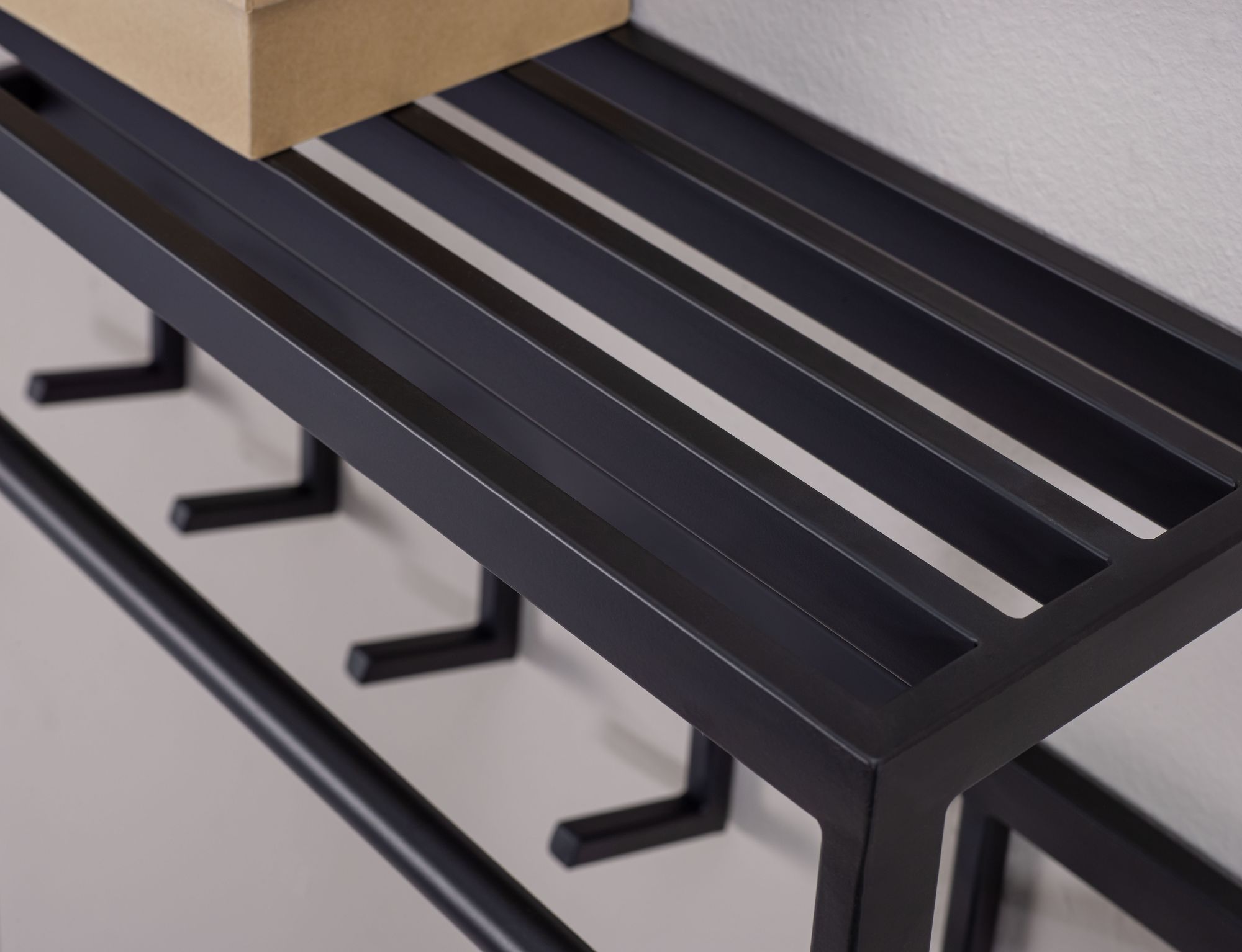 Wandgarderobe FineBuy Garderobe Metall 70 cm Schwarz Flur Hakenleiste mit Ablage – Ansicht 5