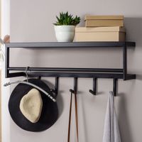Wandgarderobe FineBuy Garderobe Metall 70 cm Schwarz Flur Hakenleiste mit Ablage – Ansicht 1