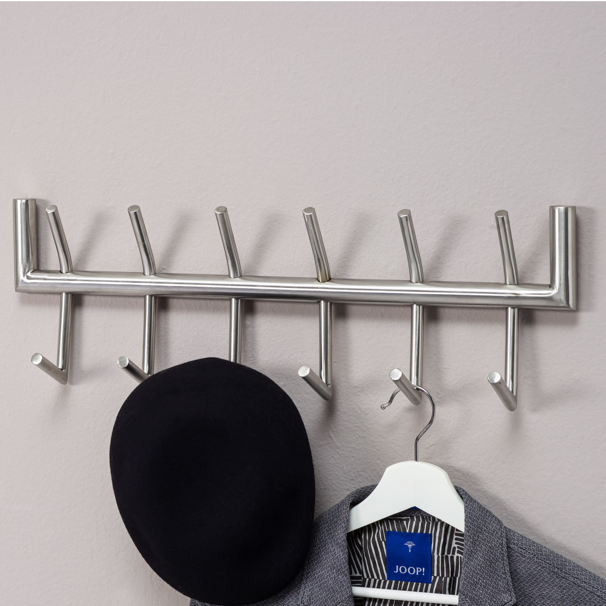 Wandgarderobe FineBuy Garderobe Metall 60 cm Silber Flur Hakenleiste Paneel – Ansicht 1
