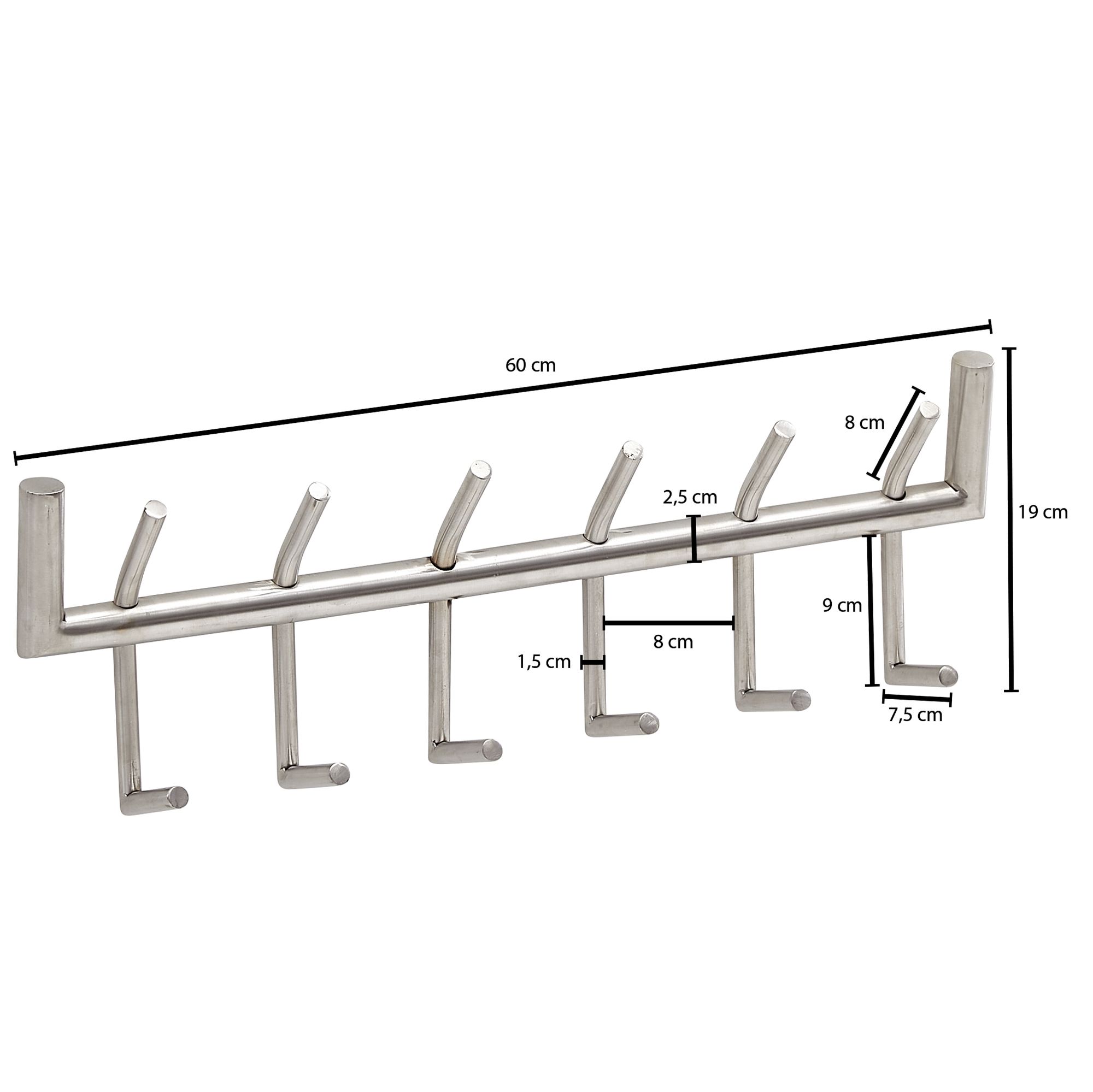 Wandgarderobe FineBuy Garderobe Metall 60 cm Silber Flur Hakenleiste Paneel – Ansicht 3