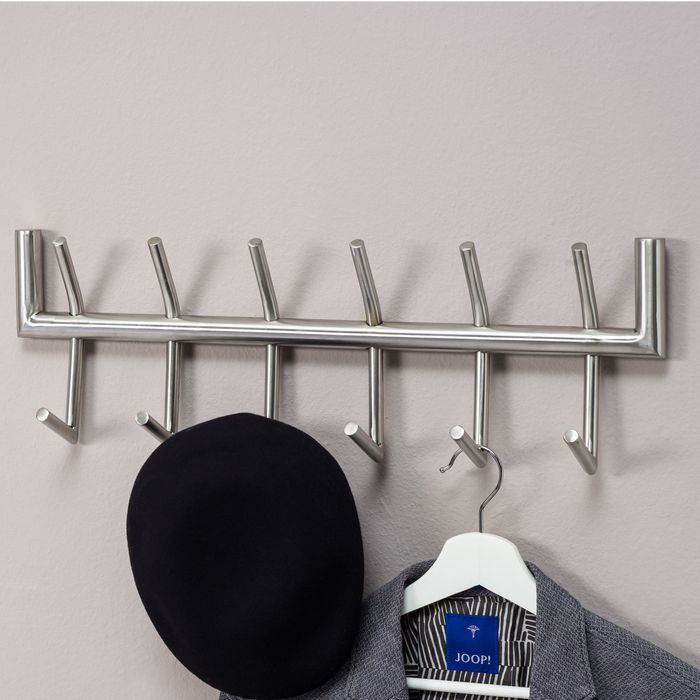 Wandgarderobe FineBuy Garderobe Metall 60 cm Silber Flur Hakenleiste Paneel