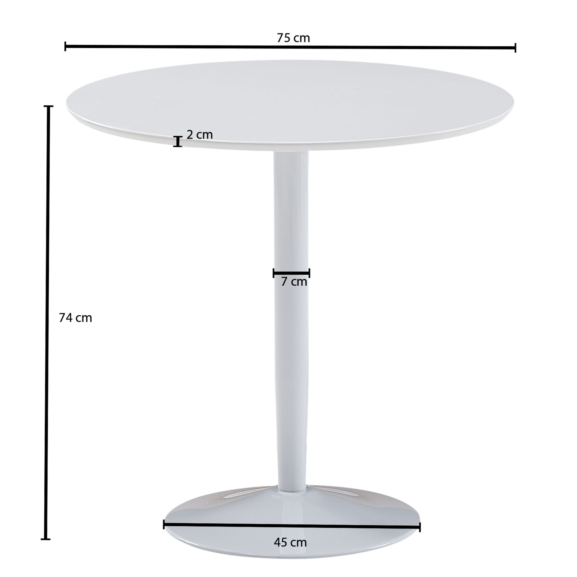 Esstisch FineBuy Esszimmertisch Rund 75x75x74cm Weiß Hochglanz Küchentisch Tisch – Ansicht 3