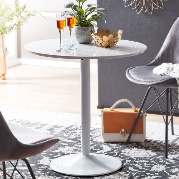 FineBuy Esstisch Rund 75x75x74 cm Kleiner Küchentisch Weiß Hochglanz, Runder Esszimmertisch 2 Personen, Moderner Frühstückstisch Küche, Tisch Esszimmer Klein 4251757706684