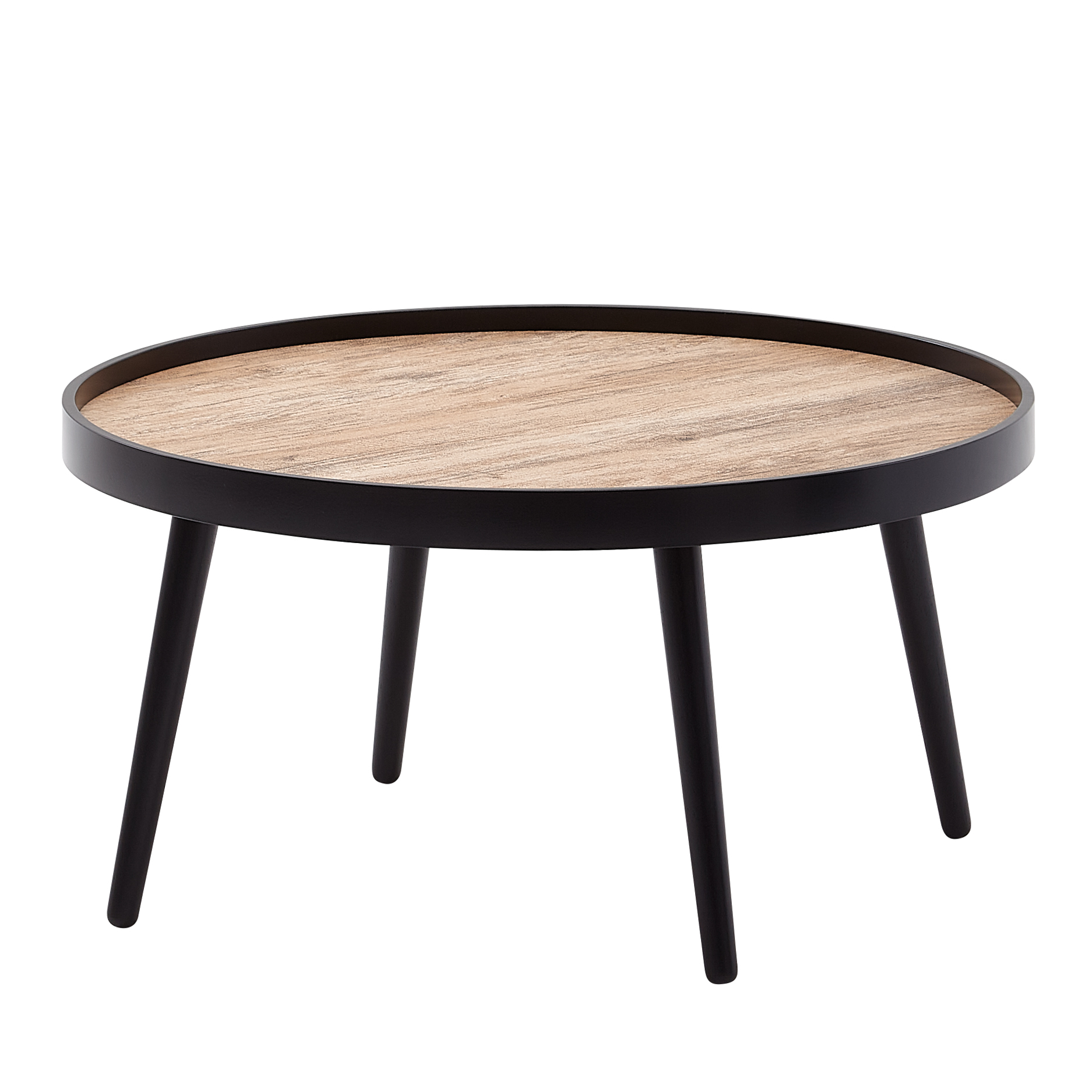 Couchtisch Rund 76cm Skandinavisches Design Eiche Wohnzimmertisch 4 Holz Beine – Ansicht 6