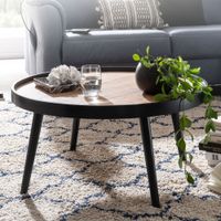 Couchtisch Rund 76cm Skandinavisches Design Eiche Wohnzimmertisch 4 Holz Beine – Ansicht 1