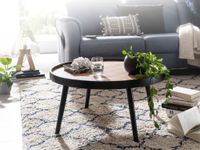 Couchtisch Rund 76cm Skandinavisches Design Eiche Wohnzimmertisch 4 Holz Beine – Ansicht 2