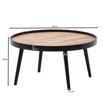 Couchtisch Rund 76cm Skandinavisches Design Eiche Wohnzimmertisch 4 Holz Beine – Ansicht 3