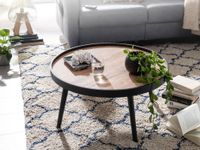 Couchtisch Rund 76cm Skandinavisches Design Eiche Wohnzimmertisch 4 Holz Beine – Ansicht 4