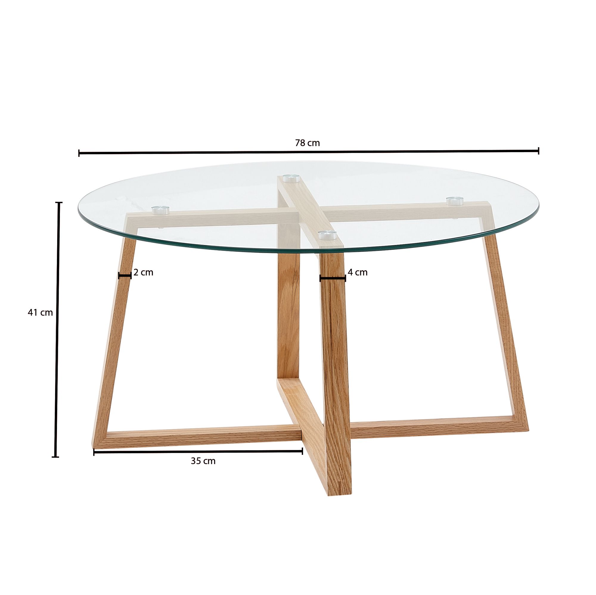 Couchtisch FineBuy Wohnzimmertisch Holz Glas Sofatisch Tisch Wohnzimmer Rund – Ansicht 3